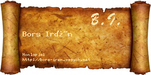 Bors Irén névjegykártya