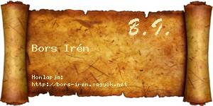 Bors Irén névjegykártya